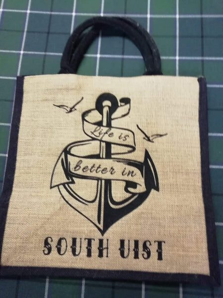 South Uist Life hessian shopping bag
